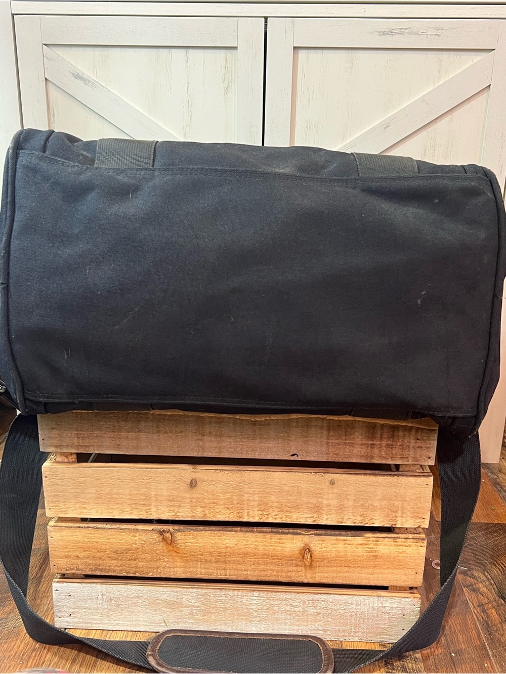 Vintage EDDIE BAUER Carry On Duffel Luggage Bag CanvasLEATHER TRIM 10'L X 16'W - Picture 7 of 9